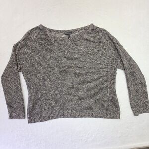 Eileen Fisher Open Knit Mesh Sweater Womens XL Lightweight Loose Weave Neutral